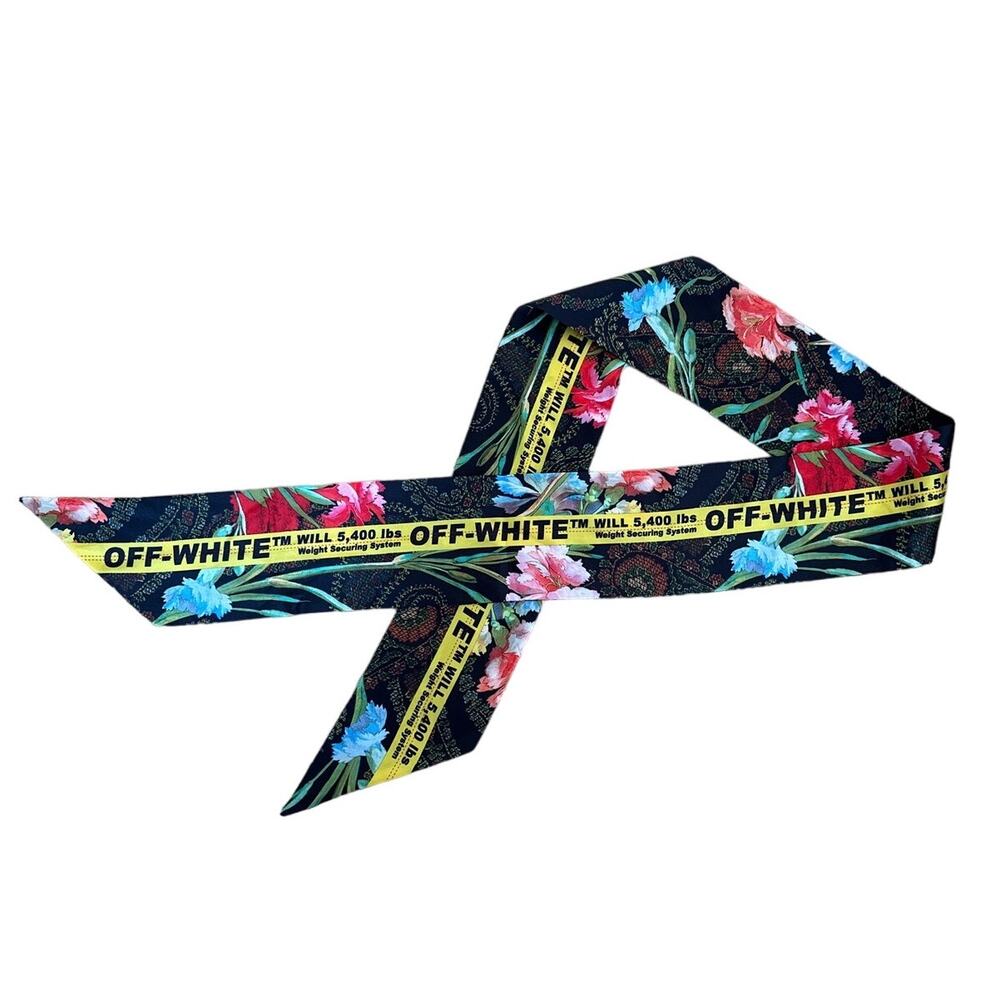 Off White - Mitzah Scarf in Floral Black & Yellow